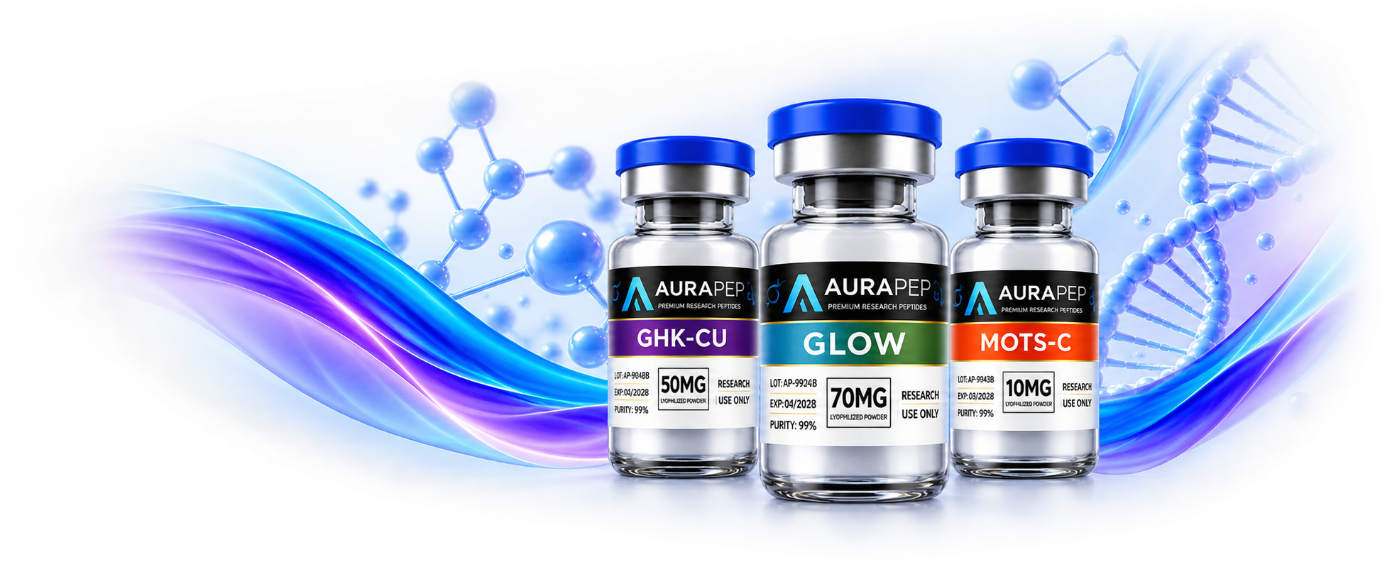 AURAPEP research peptide vials for COA lookup