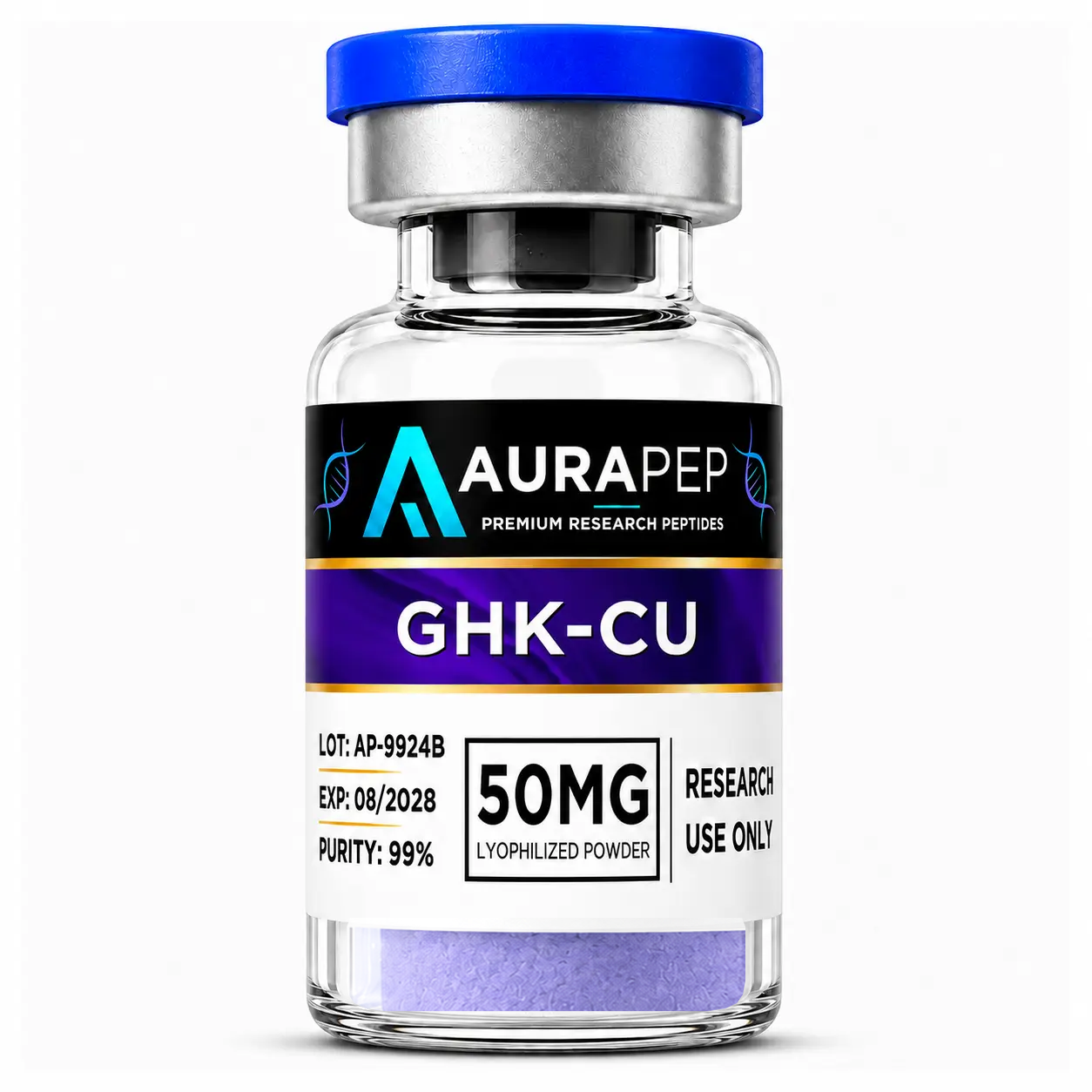 AURAPEP GHK-Cu 50mg research peptide vial