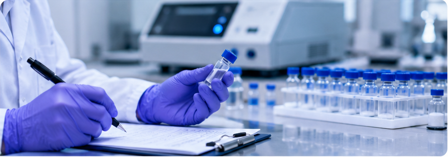 Researcher documenting laboratory sample information